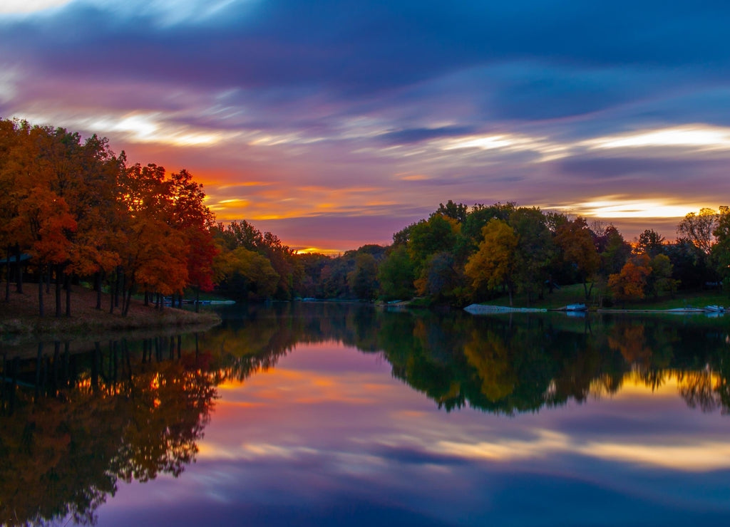 Autumn Lake In Woodford County, Illinois After Sunrise
