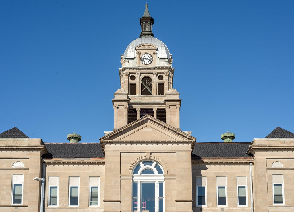 Architectural detail of the Woodford county courthouse located in the town of Eureka, Illinois