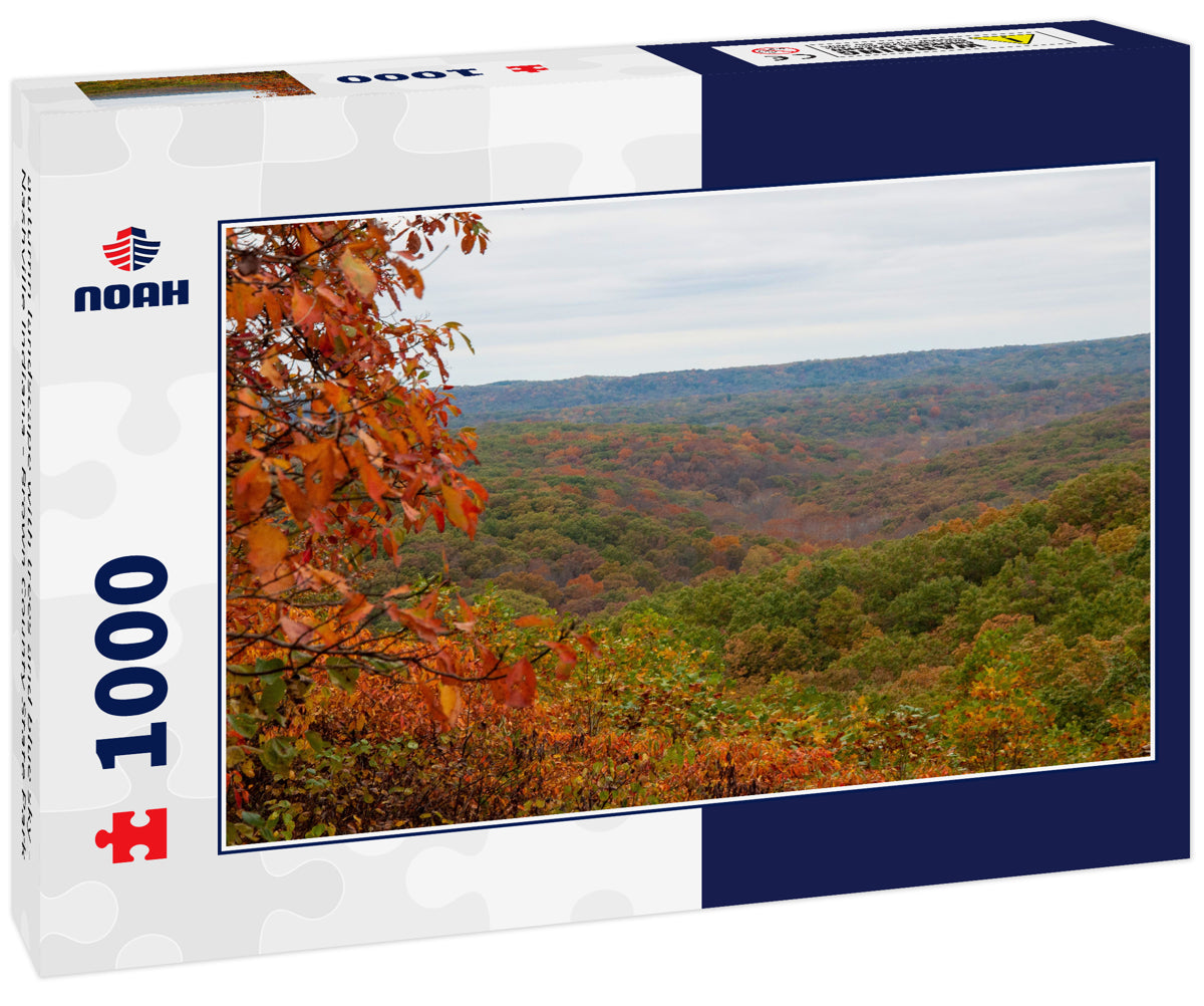 autumn landscape with trees and blue sky - Nashville Indiana - Brown County State Park