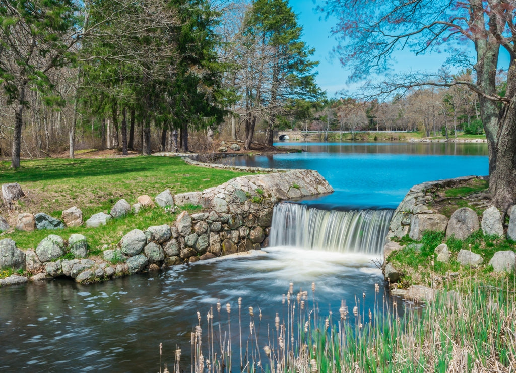 Beautiful nature view in D.W Field Park in Brockton, Massachusetts, on a sunny day