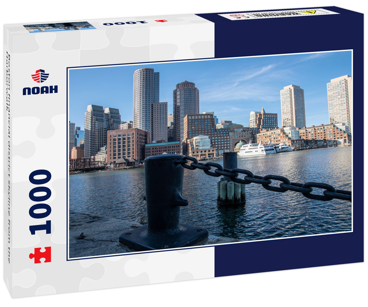 Boston financial district skyline from the Harborwalk