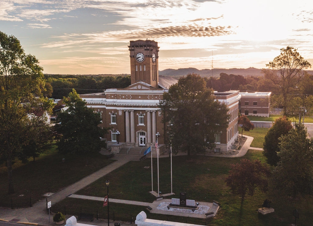 Jackson County Courthouse in the downtown of Brownstown, Indiana, United States