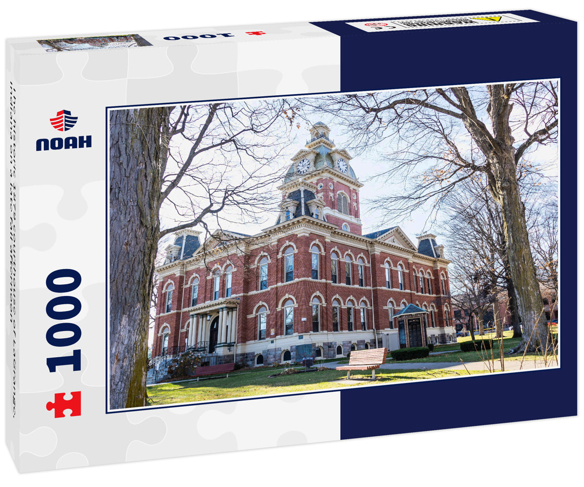 The historic 1879 courthouse of LaGrange, Indiana on a late fall afternoon