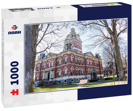 The historic 1879 courthouse of LaGrange, Indiana on a late fall afternoon