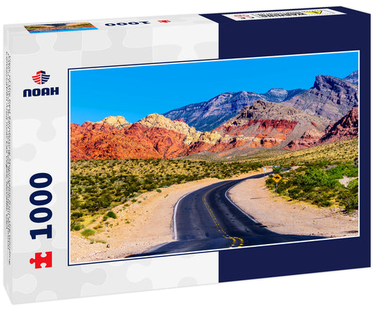 View of the Red Sandstone Mountains from the winding Calico Canyon Road near Red Rock Canyon National Conservation Area near Las Vegas, Nevada, USA