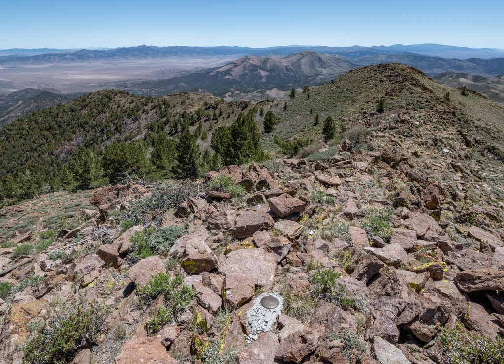 Scenic View from Summit Mountain looking south along the ridge of the Monitor Range, part of the Broken Back Caldera in Eureka County