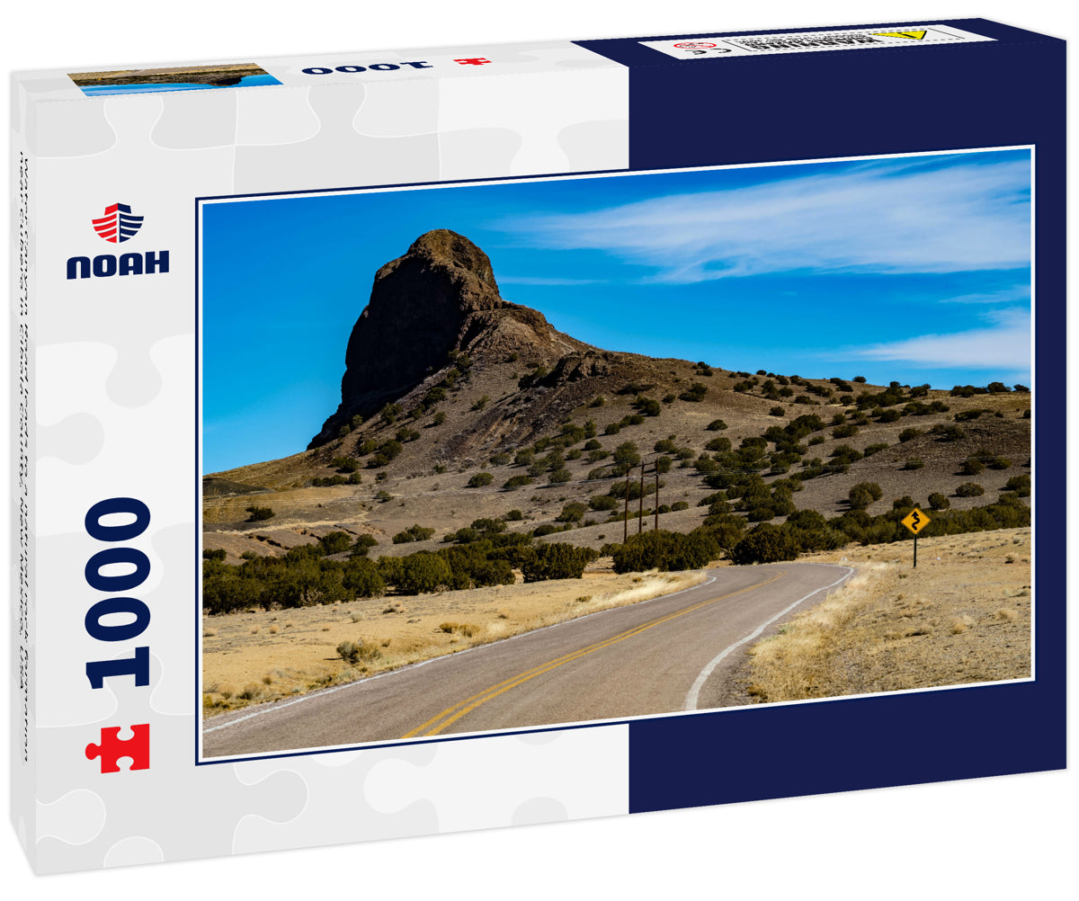 Water Canyon Road leads to a natural rock formation near Cubero in Cibola County, New Mexico, USA