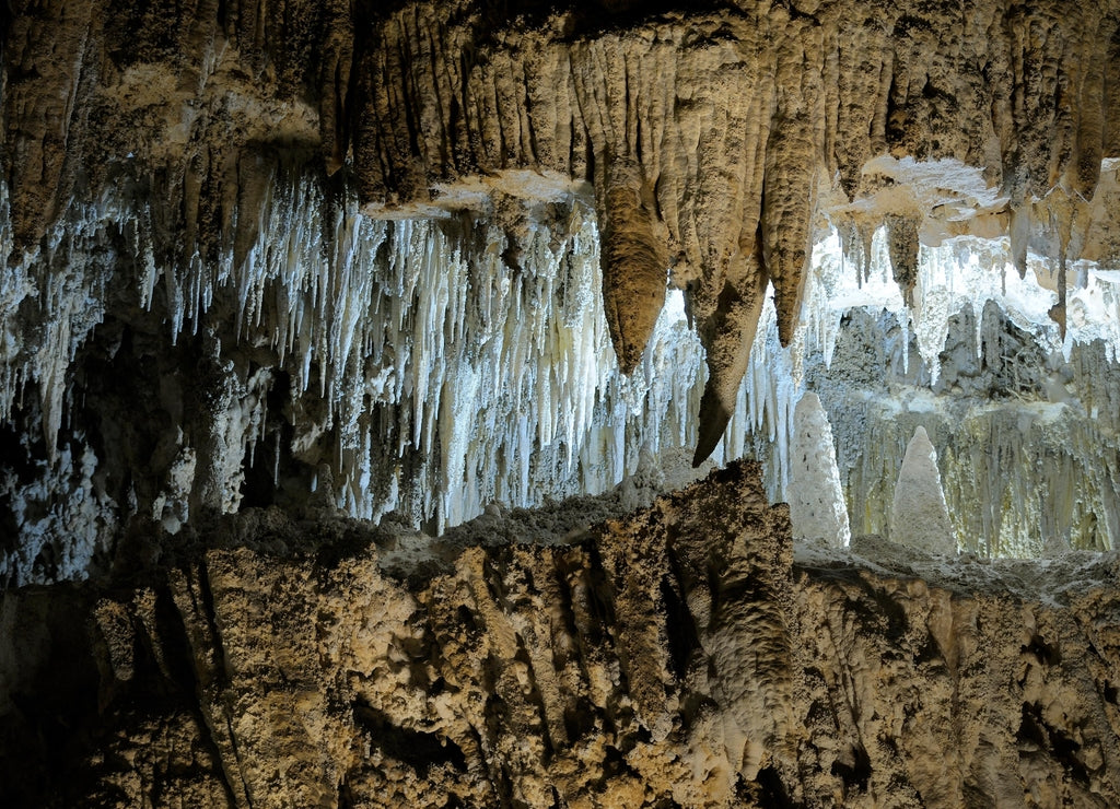 Stalactites and stalagmites, Carlsbad Caverns National Park, New Mexico, USA