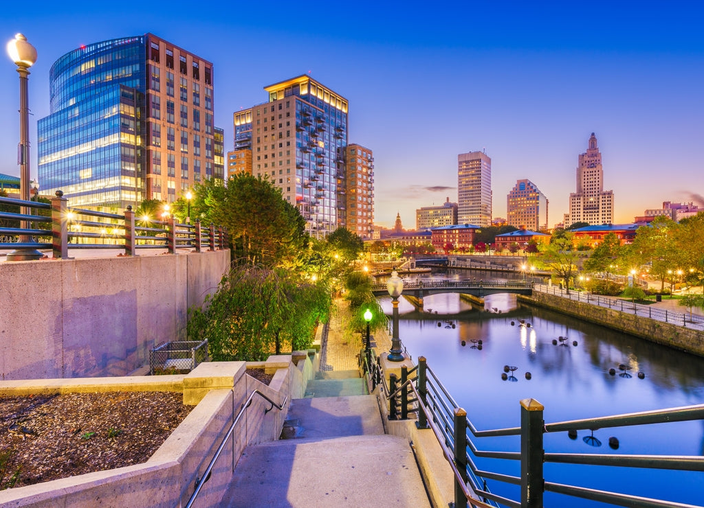 Providence, Rhode Island, USA park and skyline