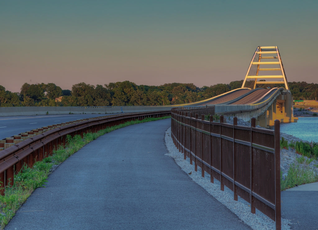 Lake Barkley Bridge US 68 and US 80 Four-lane basket handle tied-arch bridge carrying connecting Trigg county with the Land Between the Lakes Recreation Area