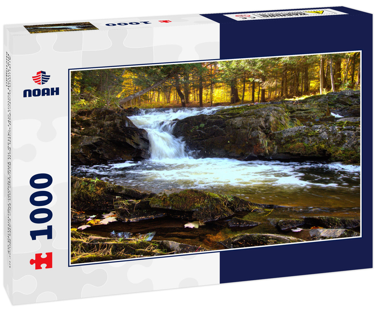 Autumn waterfall with fall foliage on the Falls River in the small town of L'Anse in the Upper Peninsula of Michigan