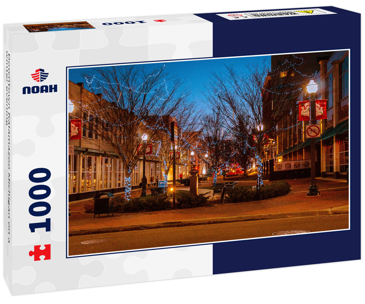 Downtown Kalamazoo Michigan on a winter evening