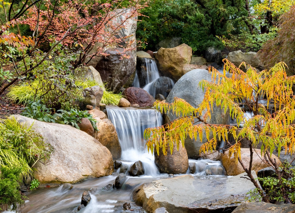 Water falls at Frederik Meijer's garden in Grand Rapids, Michigan
