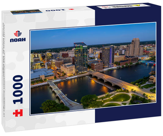 Aerial view of the downtown buildings in Grand Rapids, Michigan