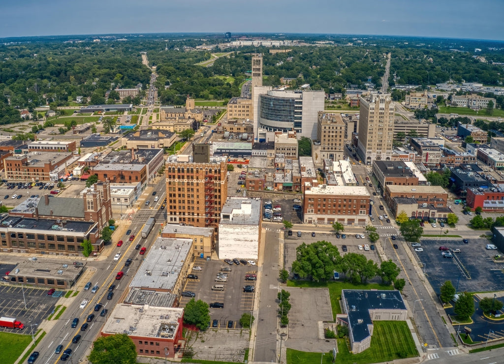 Downtown Pontiac, Michigan during Summer