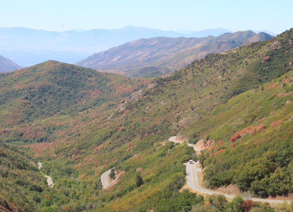 Vehicles climb Big Mountain Pass between Morgan and Salt Lake Counties, the path of the original Mormon pioneers