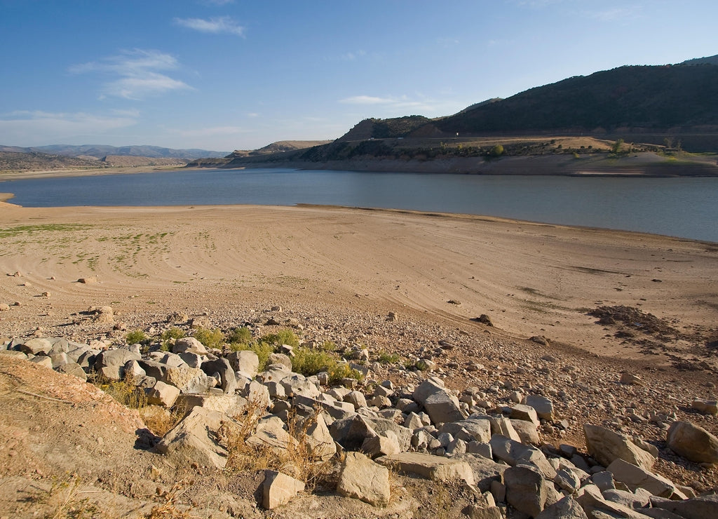 Nearly dry Echo Reservoir near Coalville, Utah