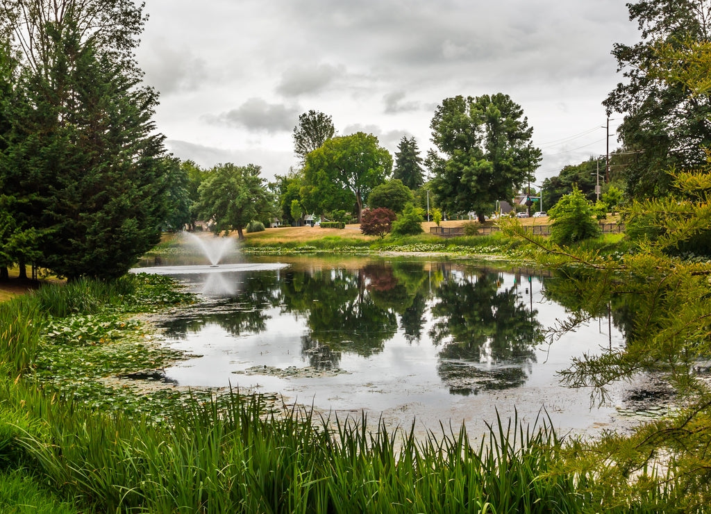 Beautiful view at Lake Sacajawea Park in Kelso, Washington
