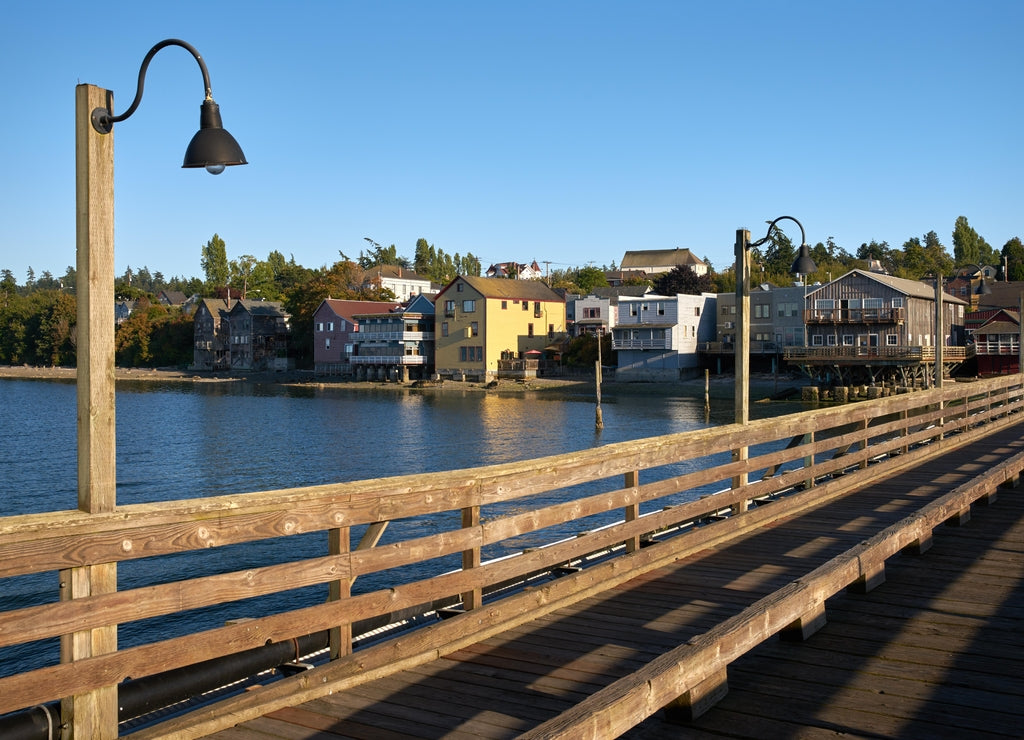 Coupeville, Washington State. Coupeville from the old wooden pier over Penn Cove, Washington