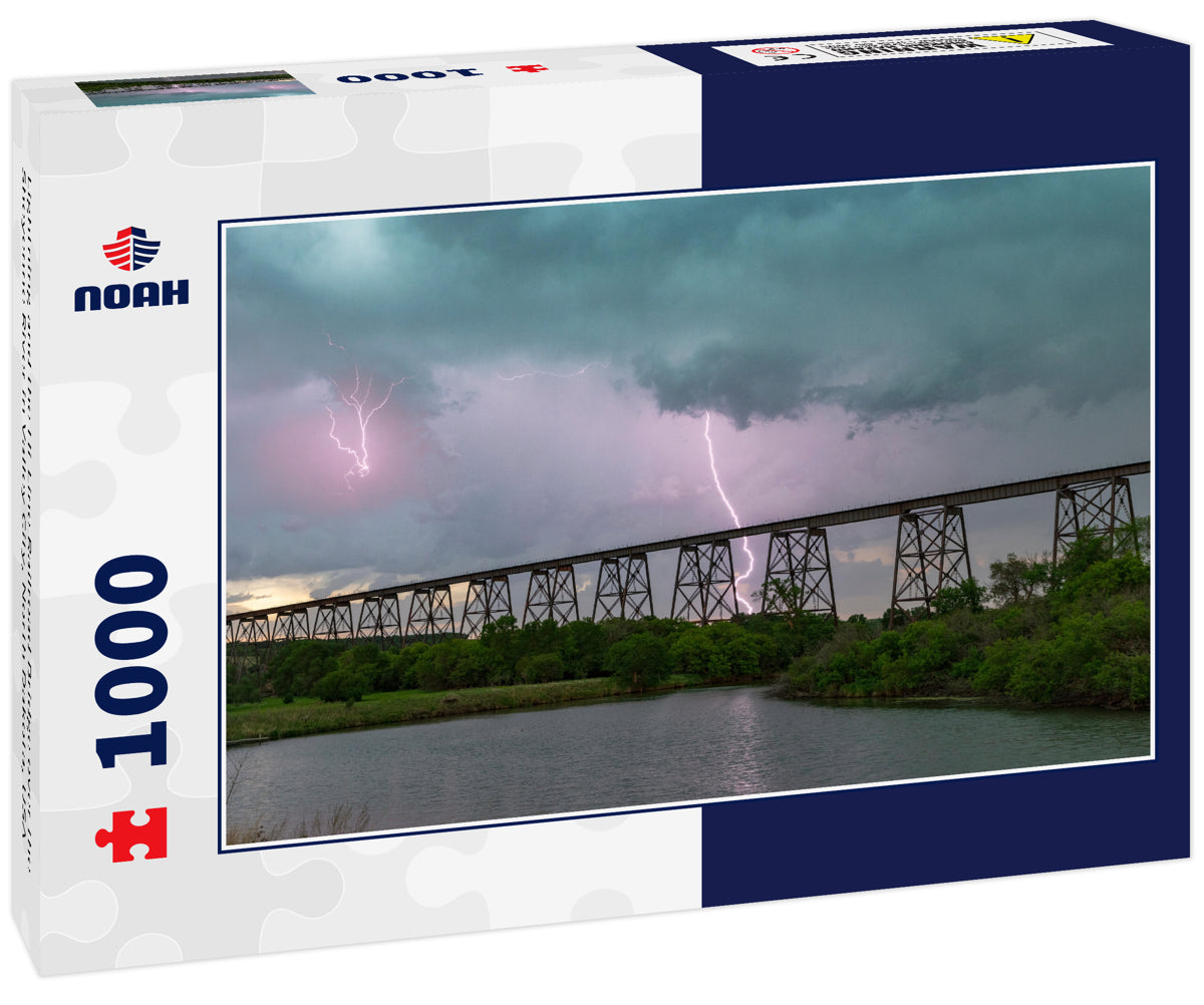 Lightning and the Hi-Line Railroad Bridge over the Sheyenne River in Valley City, North Dakota, USA