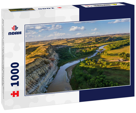 early morning view from Sully Creek State Park - Whitetail Flats Campground - Little Missouri River - near Medora and Theodore Roosevelt National Park - badlands