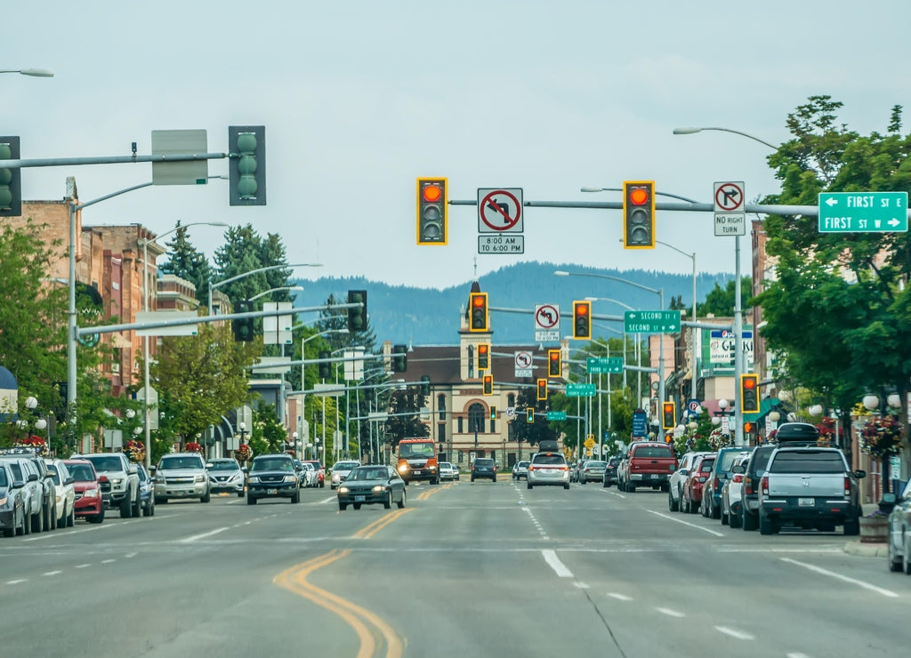 Kalispell Montana city streets and architecture