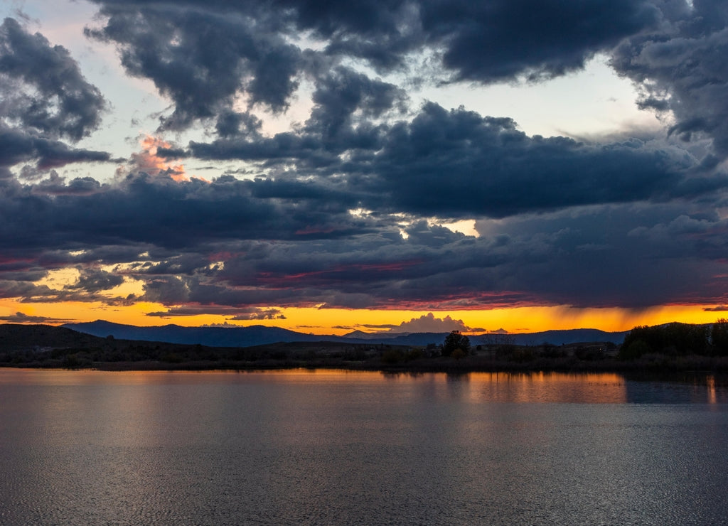 Sunset clouds over Pablo National Wildlife Refuge near Polson, Montana, USA