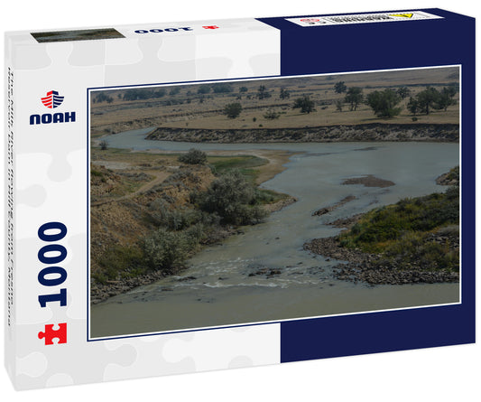 The Milk River flowing from Fresno Reservoir Dam in Hill County, Montana