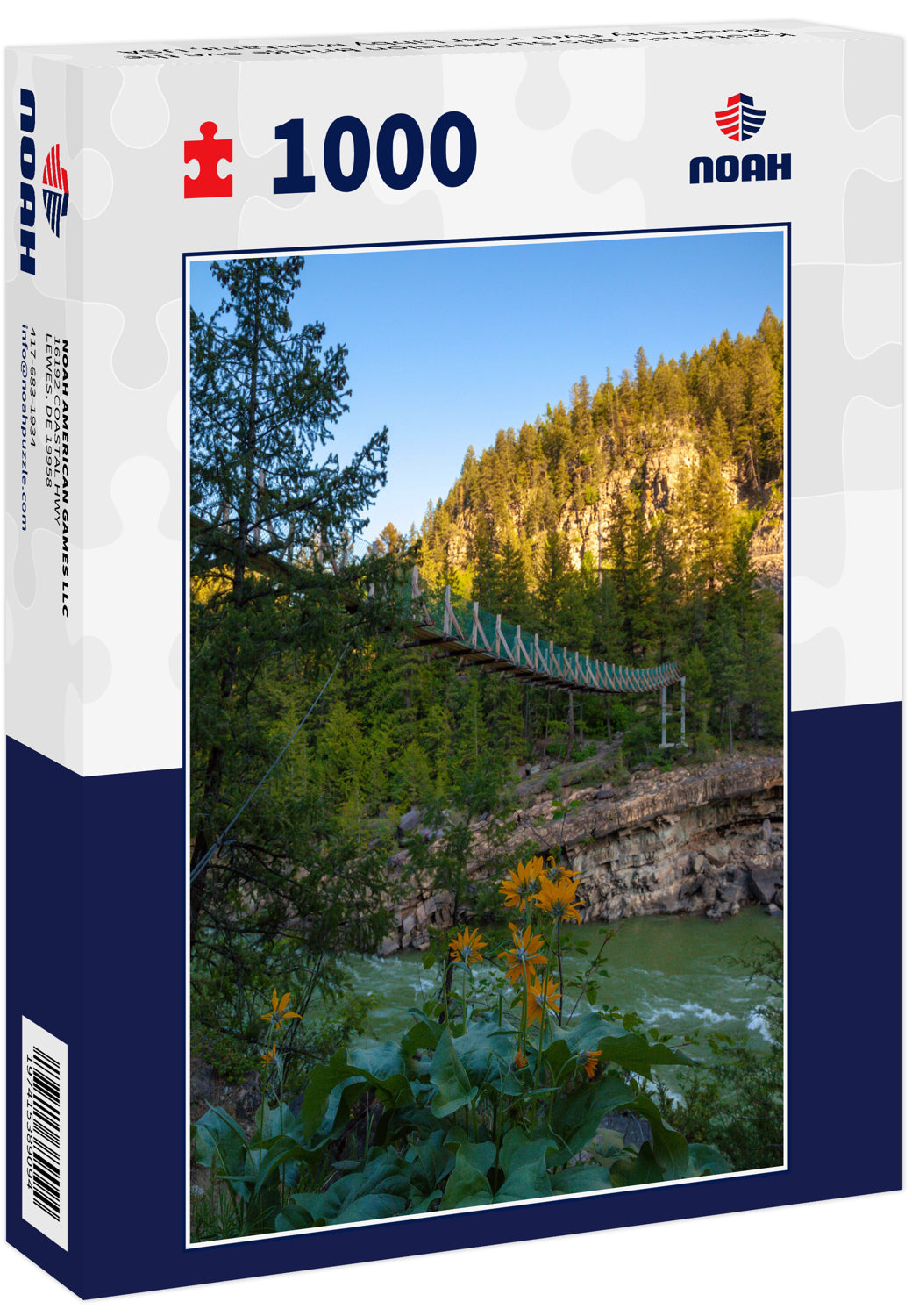 Kootenai Falls Suspension Bridge ove the Kootenay river near Libby Montana, USA