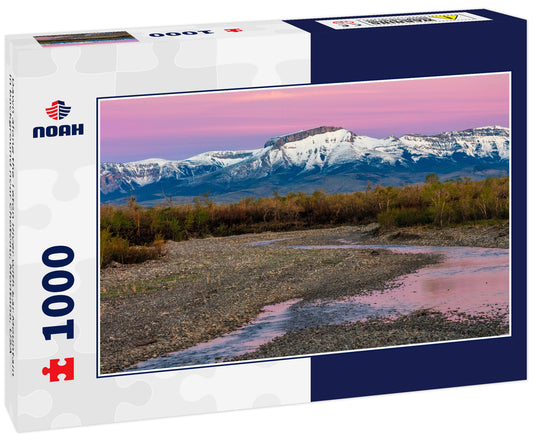 Dawn along the Teton River with Ear Mountain in background near Choteau, Montana, USA