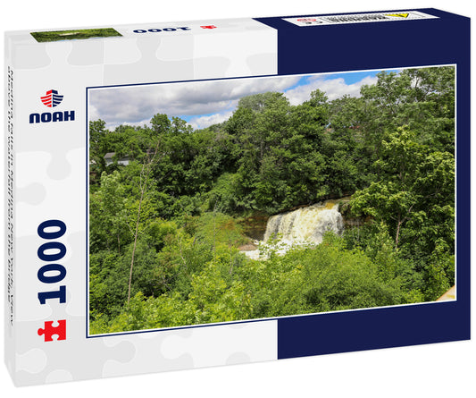 Medina falls in Medina New York. View above the waterfall from the bridge