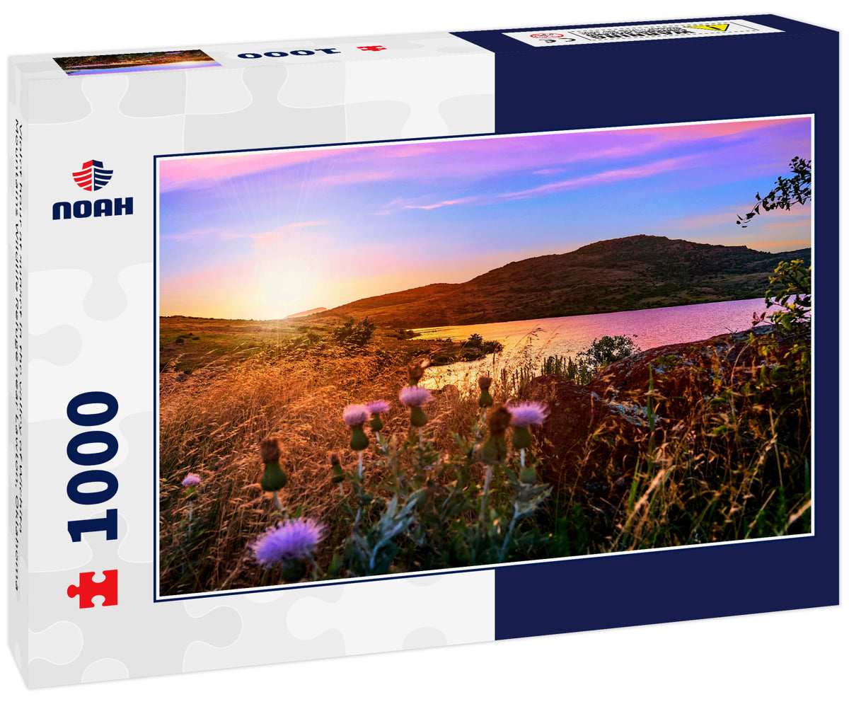 Violet hour at sunset in the valley of Wichita Mountains Wildlife Refuge near Lawton, Oklahoma