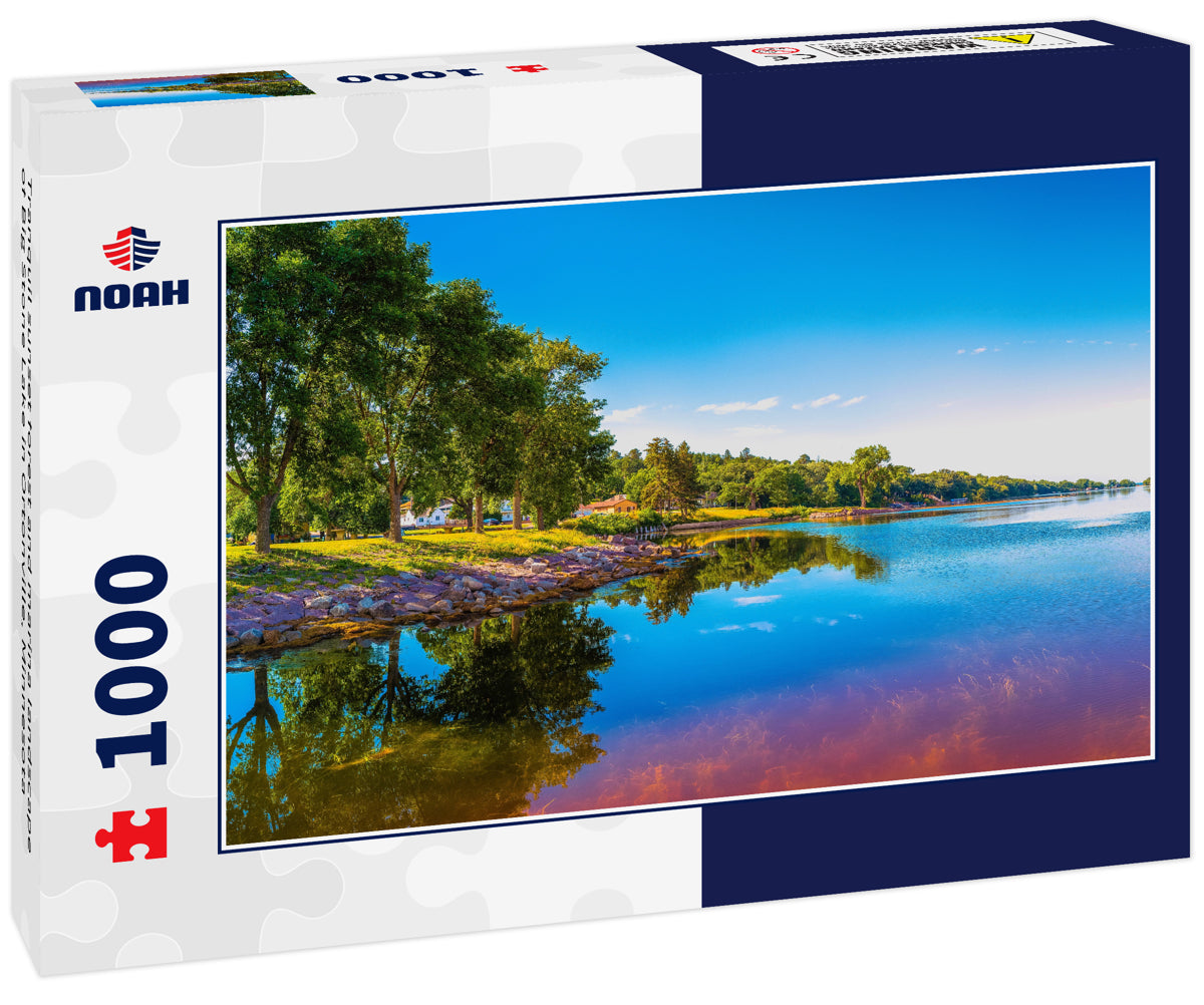 Tranquil sunset forest and marina landscape of Big Stone Lake in Ortonville, Minnesota