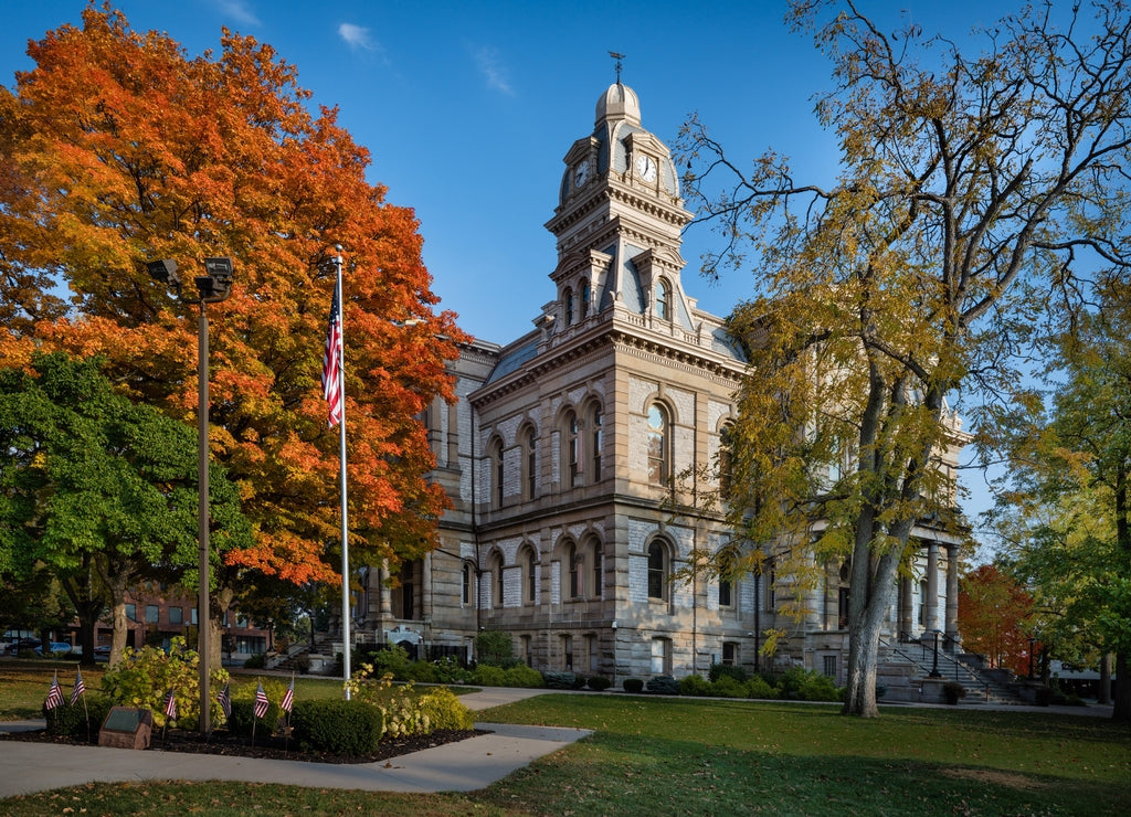 A view of the historic Sidney, Ohio courthouse