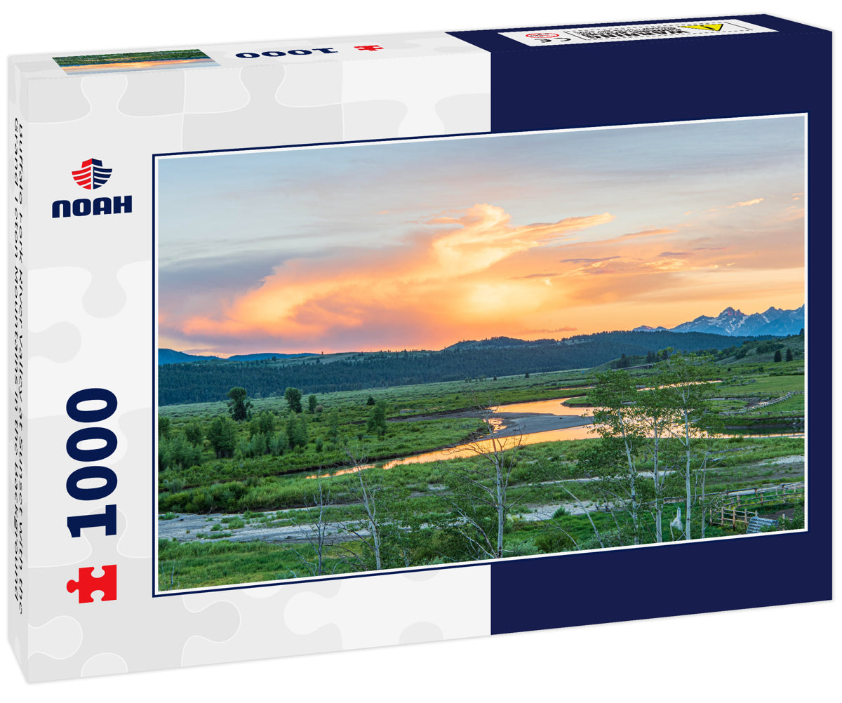 Buffalo Fork River Valley at Sunset with the Grand Teton Mountains in the Background