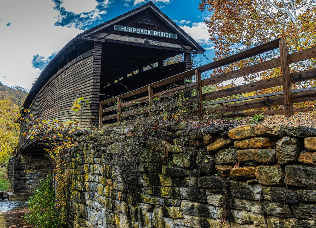 The Historic Humpback Bridge With Fall Color, Allegheny County, Virginia, USA