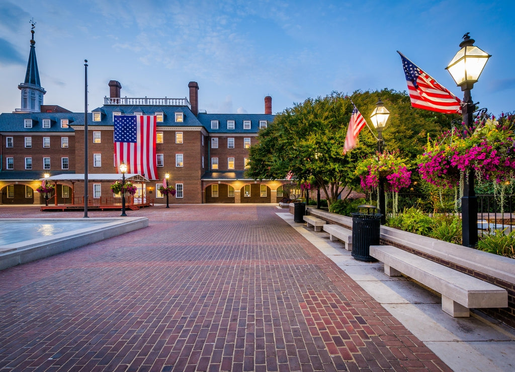 Market Square and City Hall at night, in Old Town, Alexandria