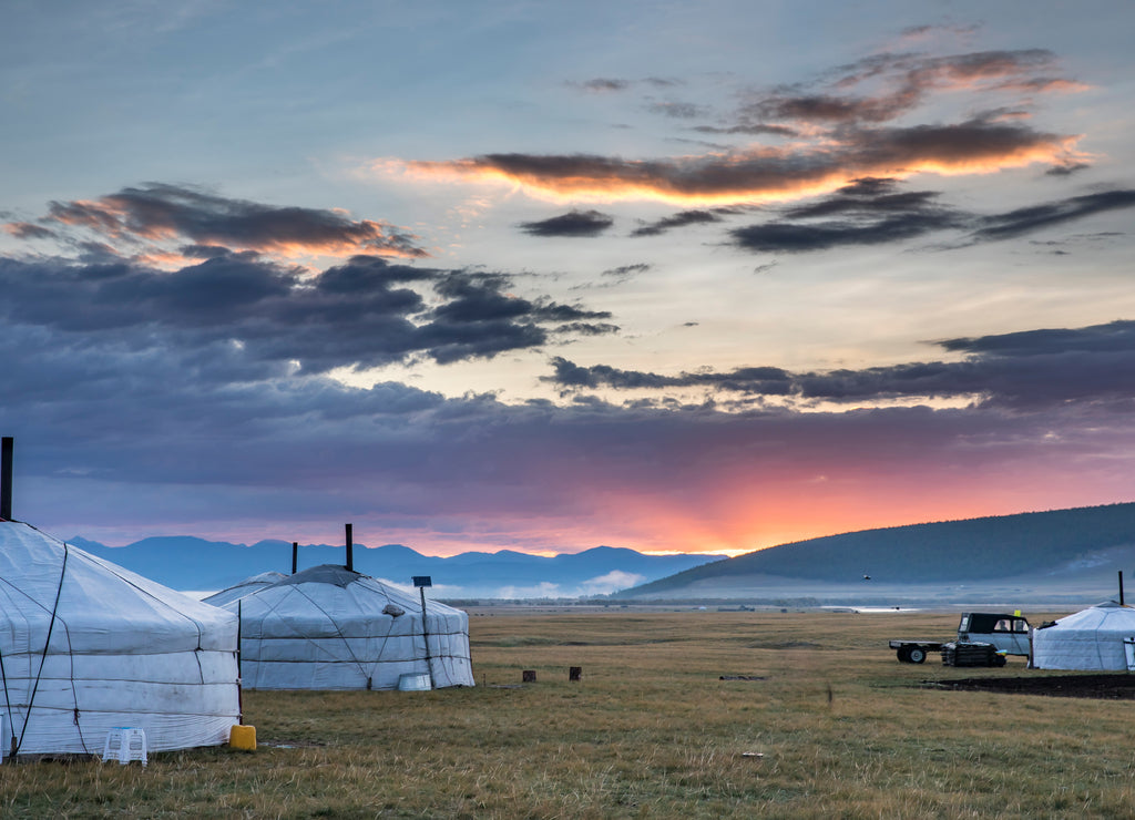 mongolian gers in a landscape