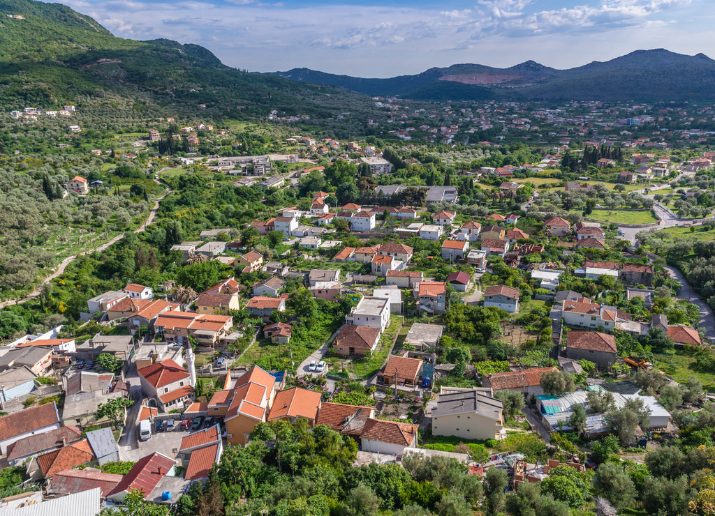 Podgrad village seen from Stari Bar town near Bar city in Montenegro