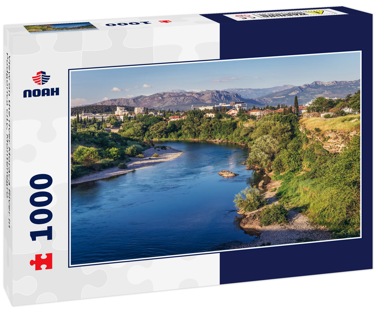 View on the river Moraca River in Podgorica city, Montenegro