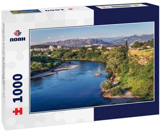 View on the river Moraca River in Podgorica city, Montenegro