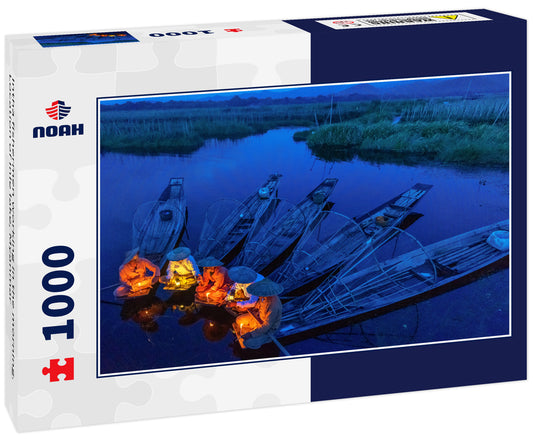 Intha fishermen working in the morning. Location of Inle lake, Myanmar