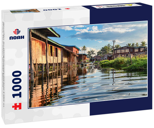 Wooden floating houses on Inle Lake in Shan, Myanmar, former Burma