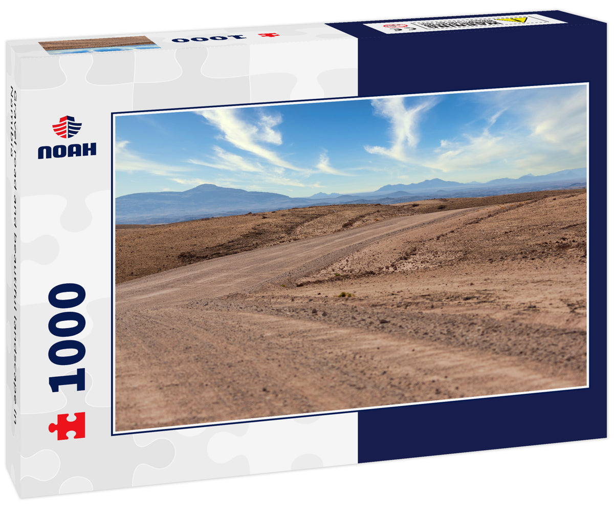 Gravel road and beautiful landscape in Namibia