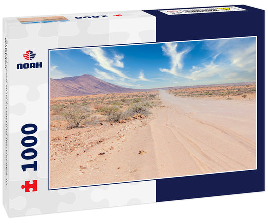 Gravel road and beautiful landscape in Namibia