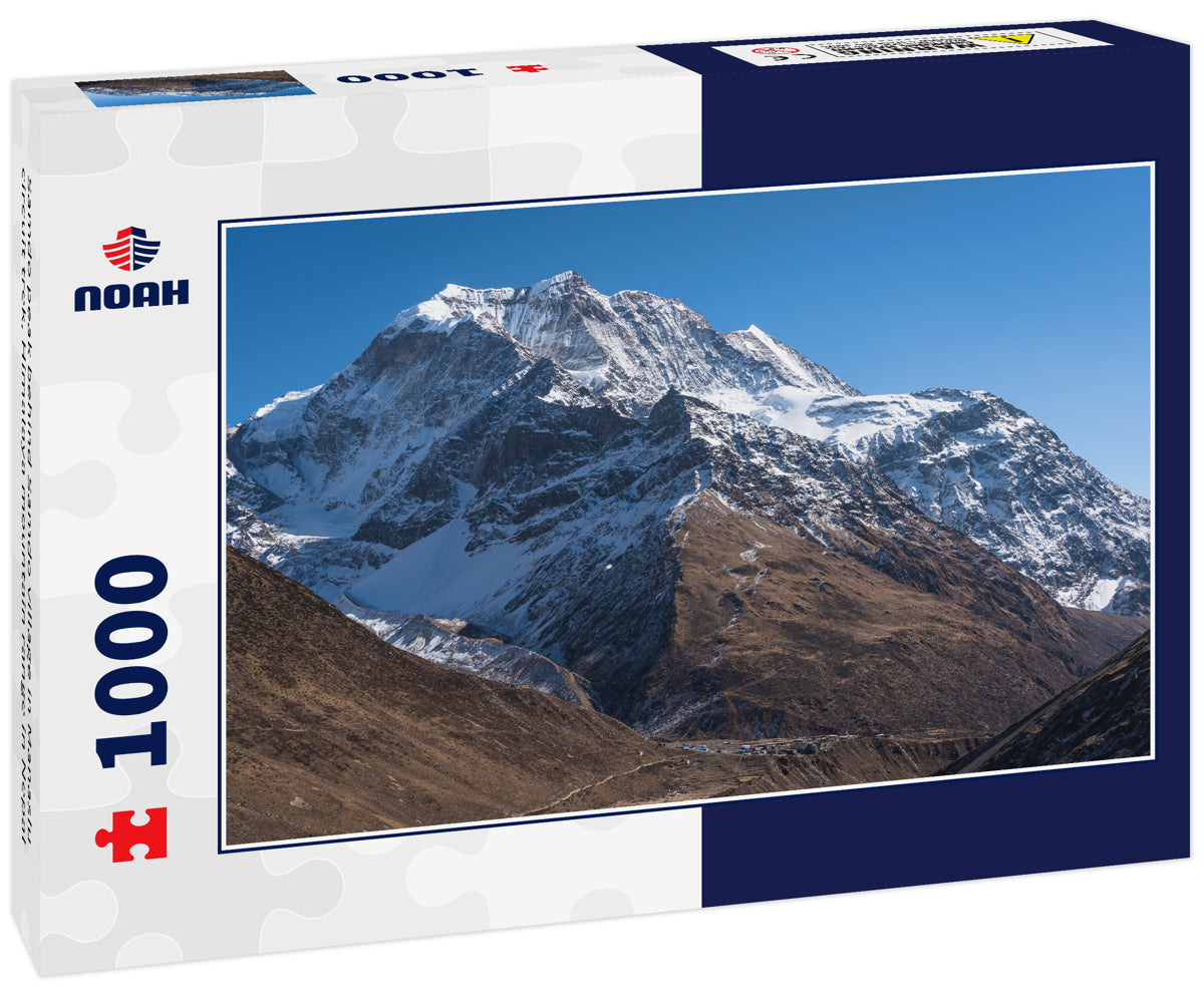 Samdo peak behind Samdo village in Manaslu circuit trek, Himalaya mountain range in Nepal