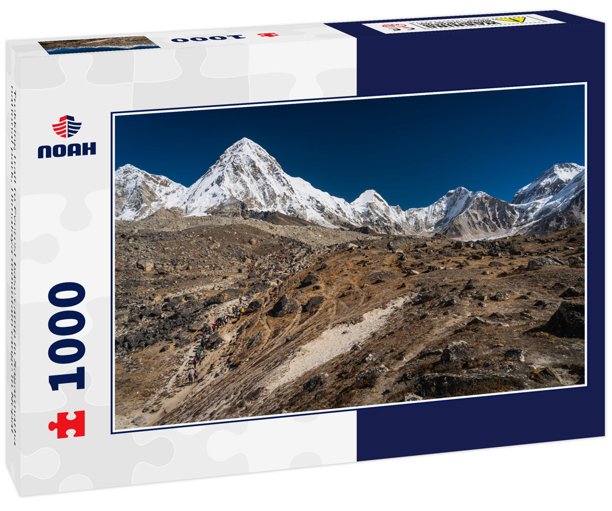 Trekking trail to Everest base camp in Sagarmatha national park, Himalaya mountain range in Nepal