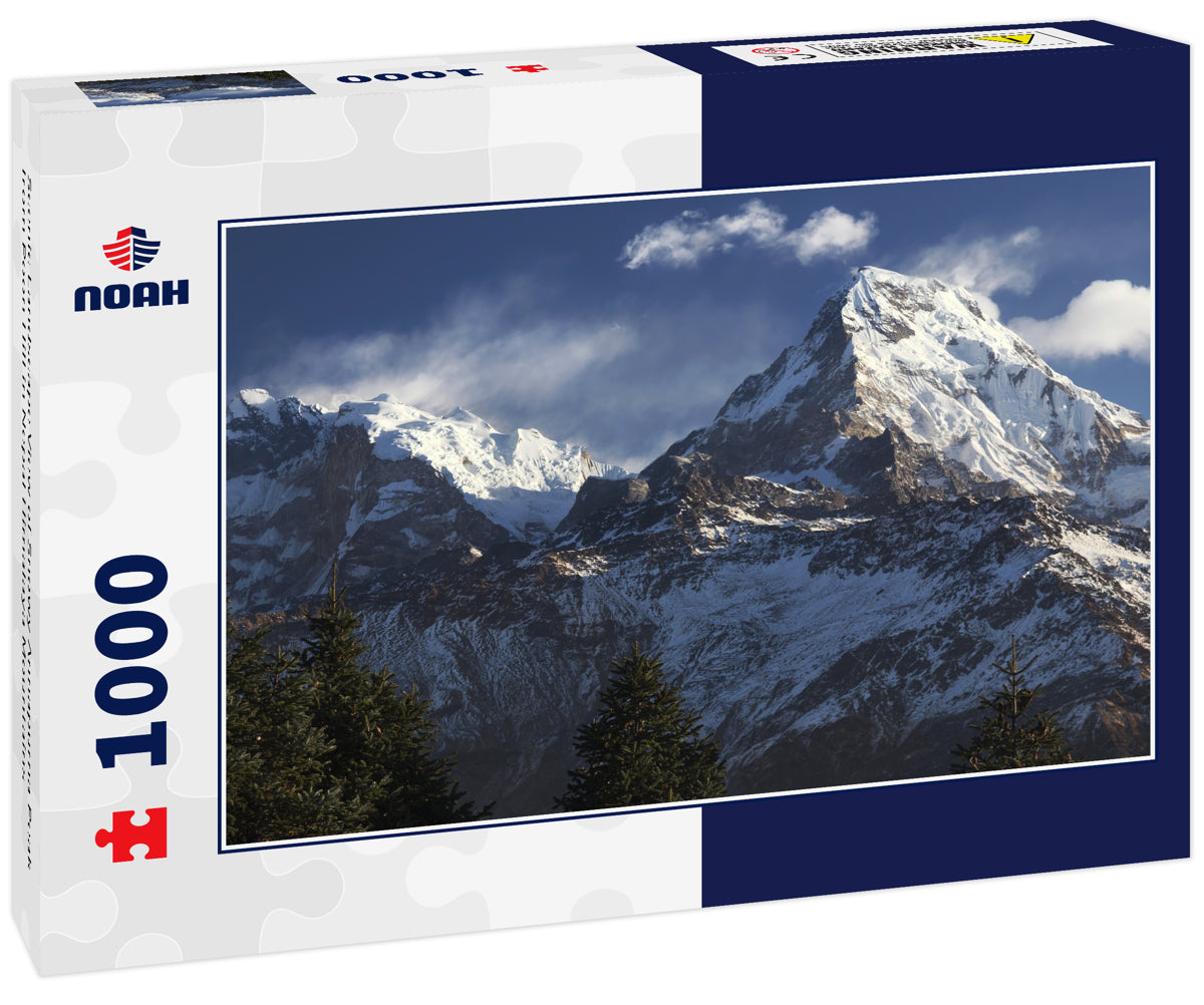 Scenic Landscape View of Snowy Annapurna Peak from Poon Hill in Nepal Himalaya Mountains