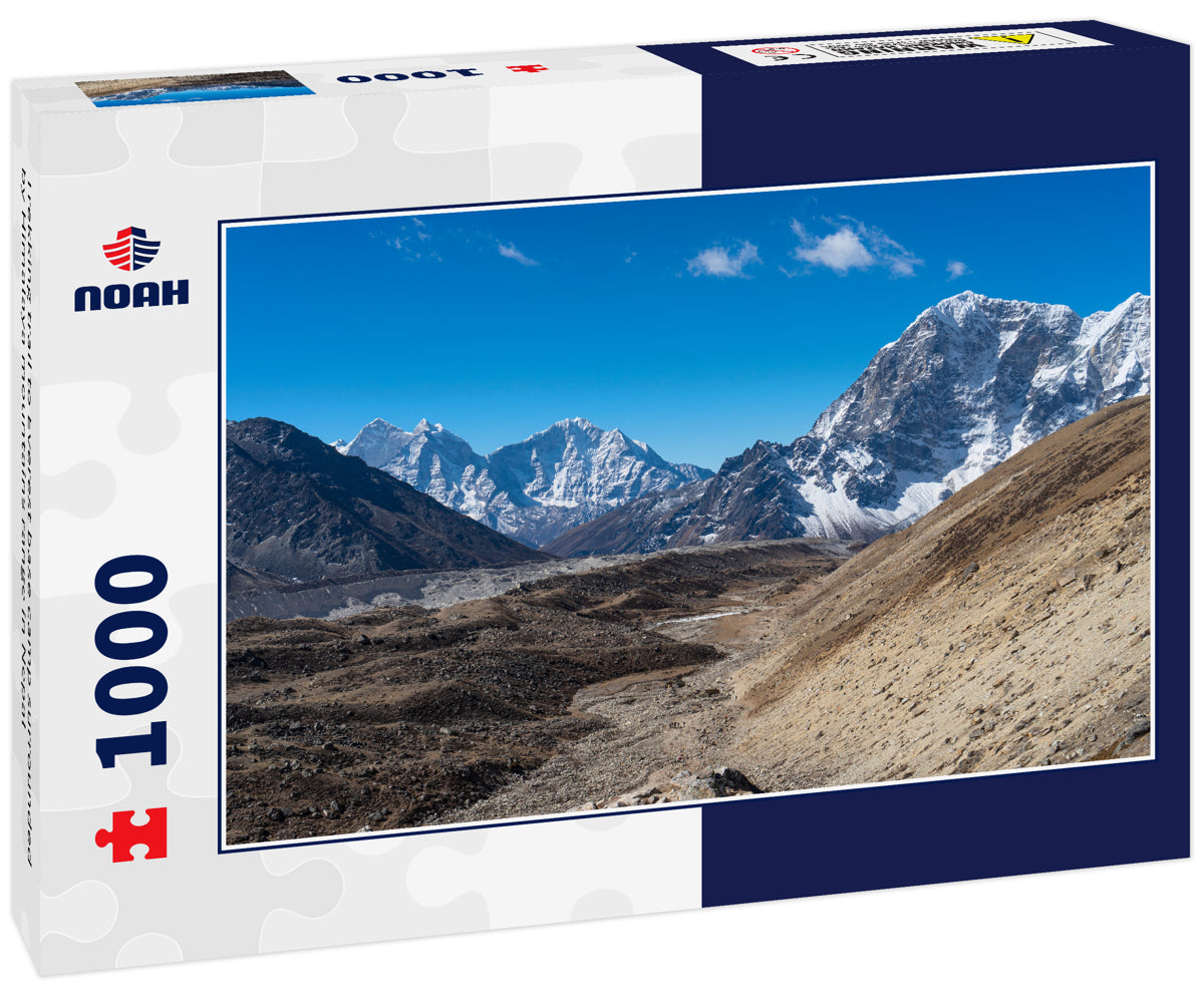 Trekking trail to Everest base camp surrounded by Himalaya mountains range in Nepal