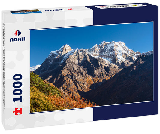 Mera peak, highest trekking peak in Everest region, Himalaya mountains, Nepal. Panoramic banner portion